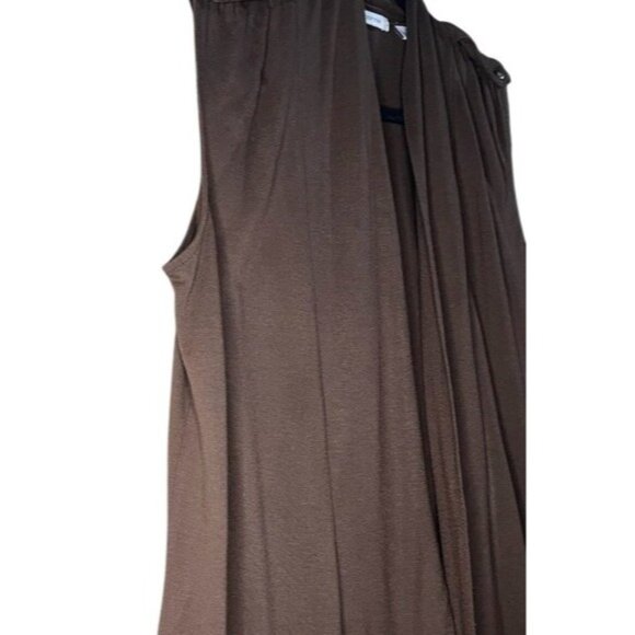 Liz Claiborne Brown Sleeveless Waterfall Open Front Cardigan Vest Women’s Size M - Picture 6 of 12